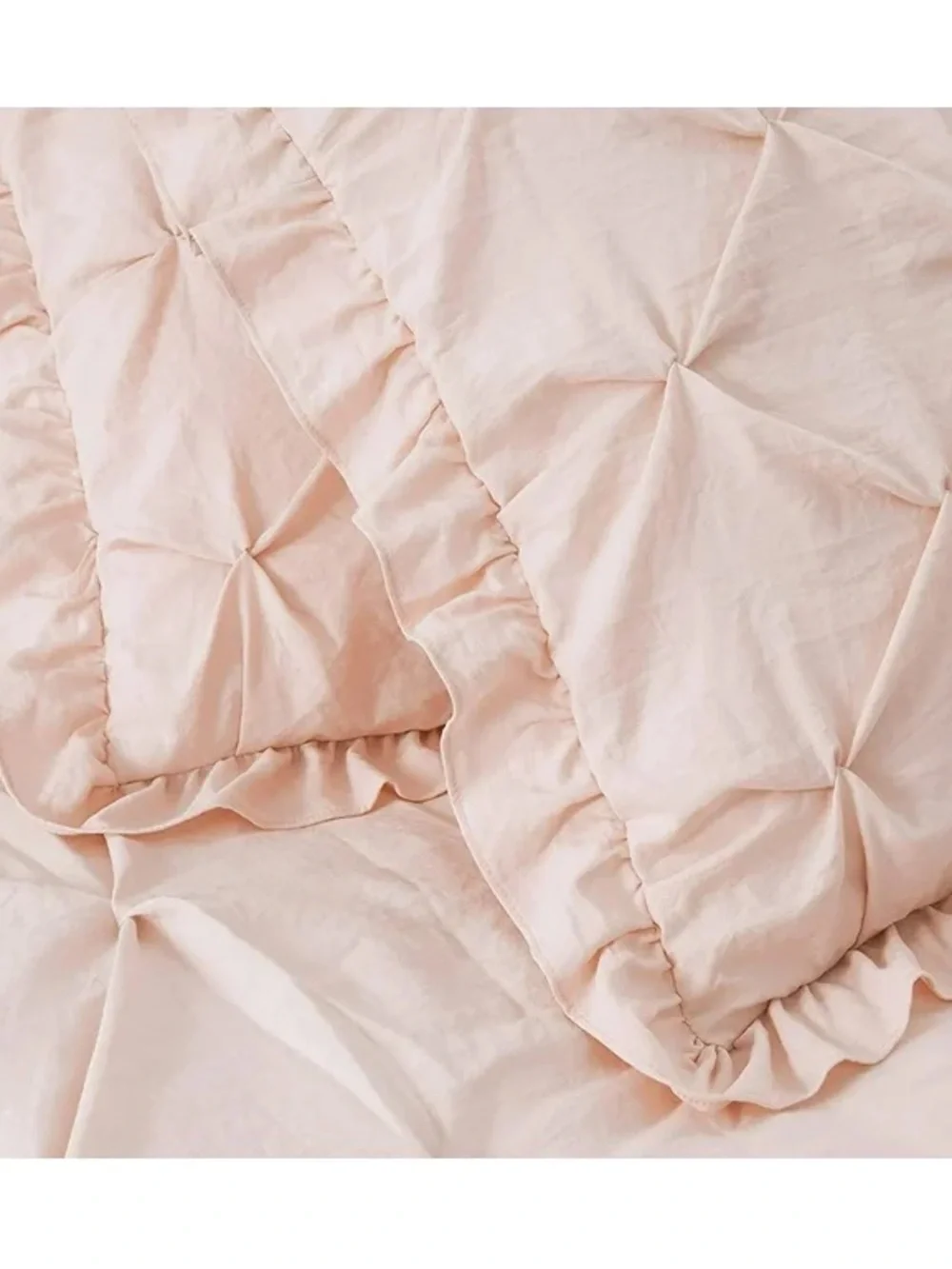 Blush Pink Ruffled king 3 piece Comforter Set